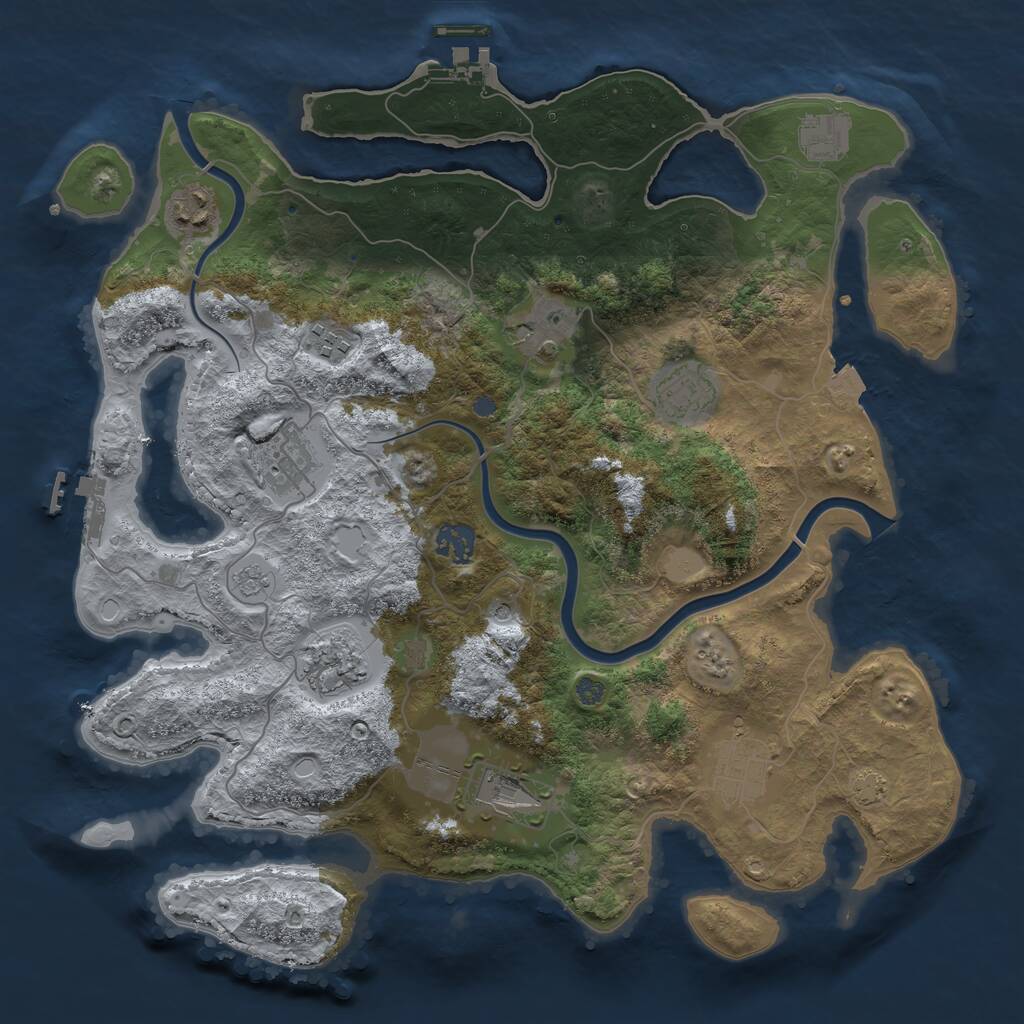Rust Map: Procedural Map, Size: 3700, Seed: 27552, 17 Monuments