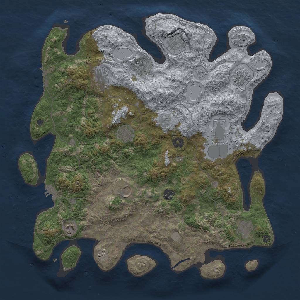 Rust Map: Procedural Map, Size: 4000, Seed: 438, 19 Monuments