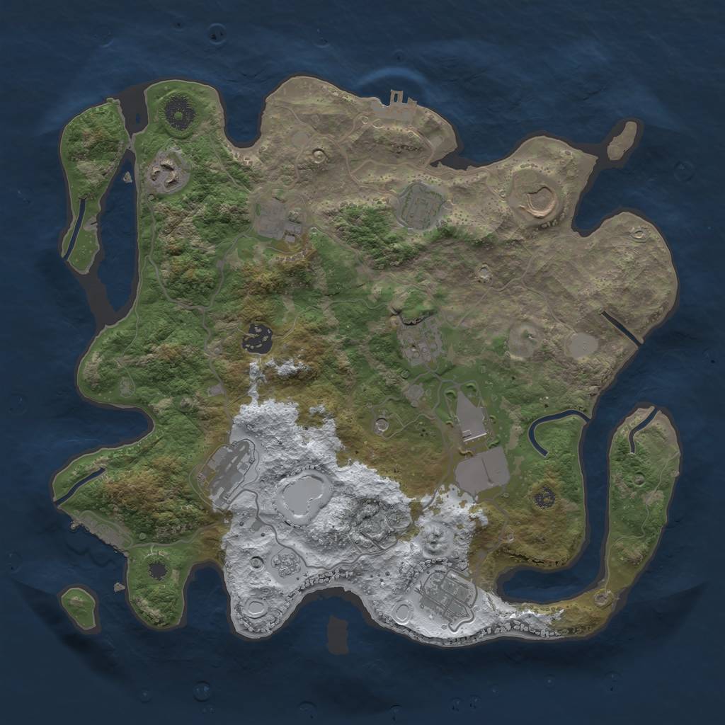 Rust Map: Procedural Map, Size: 3500, Seed: 1474181949, 18 Monuments