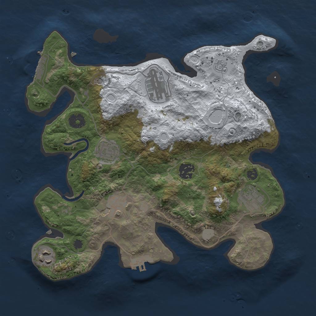 Rust Map: Procedural Map, Size: 3000, Seed: 607957127, 15 Monuments