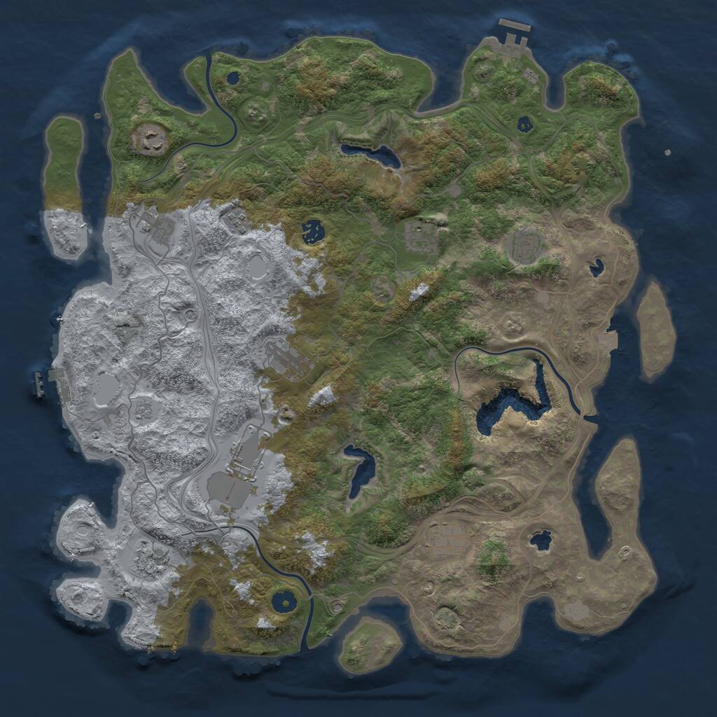 Rust Map: Procedural Map, Size: 4500, Seed: 411964463, 16 Monuments