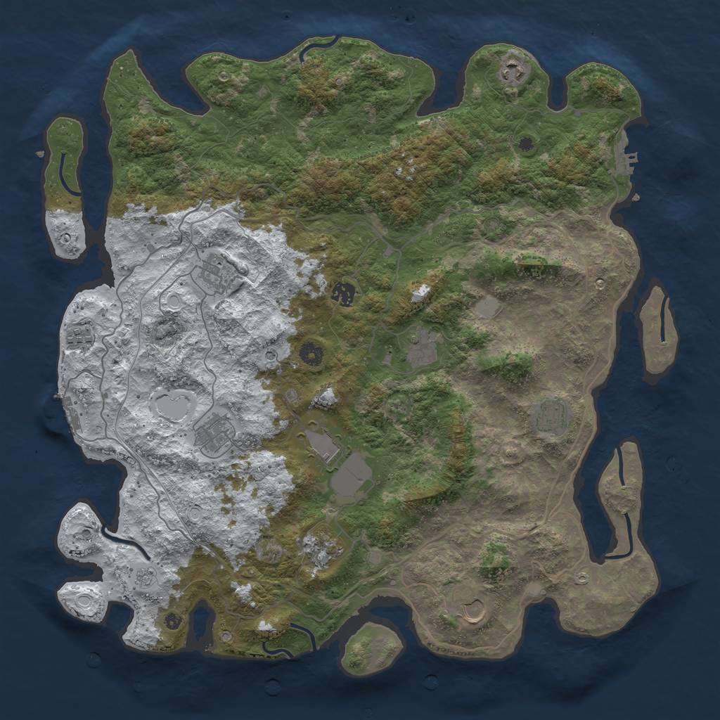 Rust Map: Procedural Map, Size: 4500, Seed: 411964463, 19 Monuments