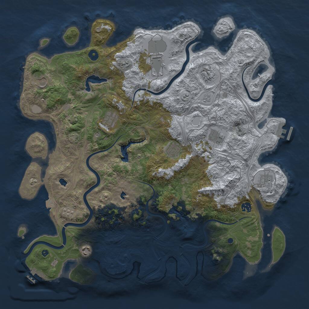 Rust Map: Procedural Map, Size: 4500, Seed: 3032022, 16 Monuments