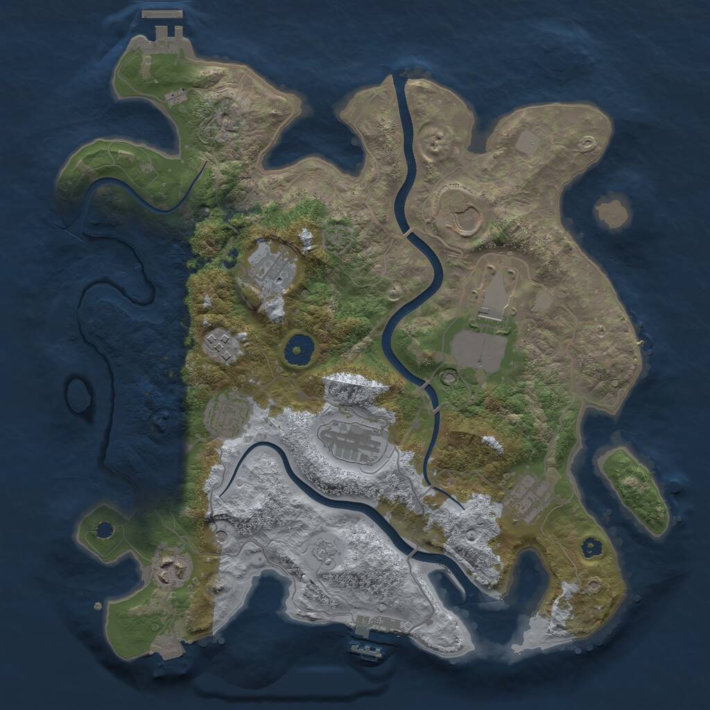 Rust Map: Procedural Map, Size: 3500, Seed: 300842271, 14 Monuments