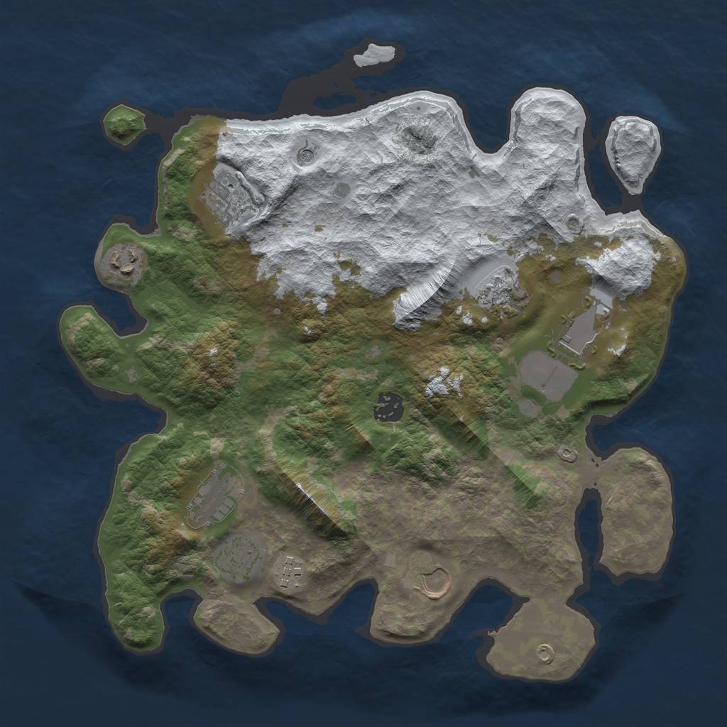 Rust Map: Barren, Size: 3500, Seed: 1832169807, 12 Monuments