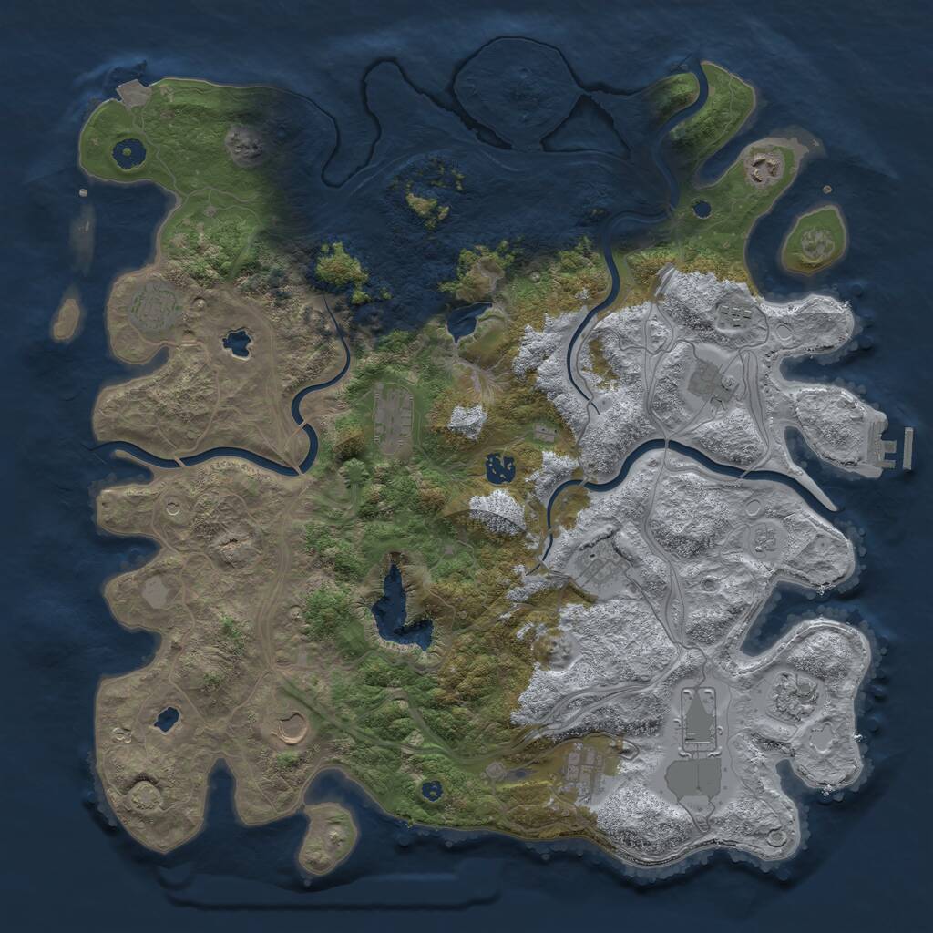 Rust Map: Procedural Map, Size: 4500, Seed: 767676, 16 Monuments
