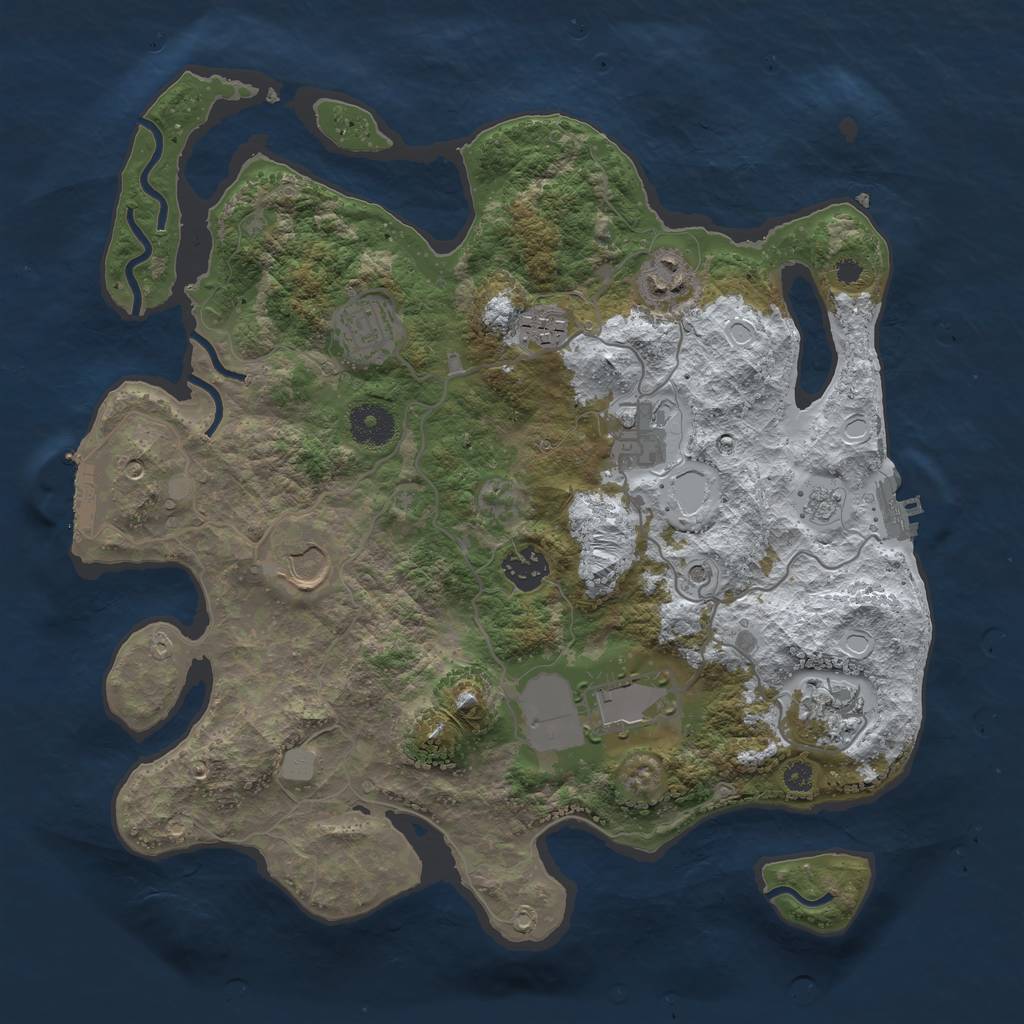 Rust Map: Procedural Map, Size: 3500, Seed: 684693829, 17 Monuments