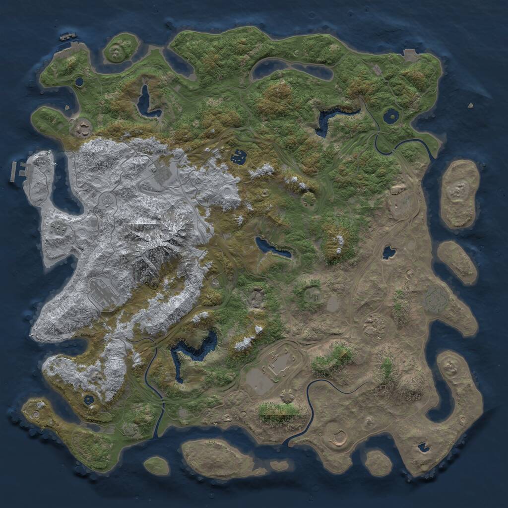 Rust Map: Procedural Map, Size: 5000, Seed: 19490404, 16 Monuments