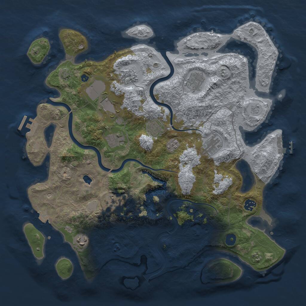 Rust Map: Procedural Map, Size: 4000, Seed: 2022030303, 16 Monuments
