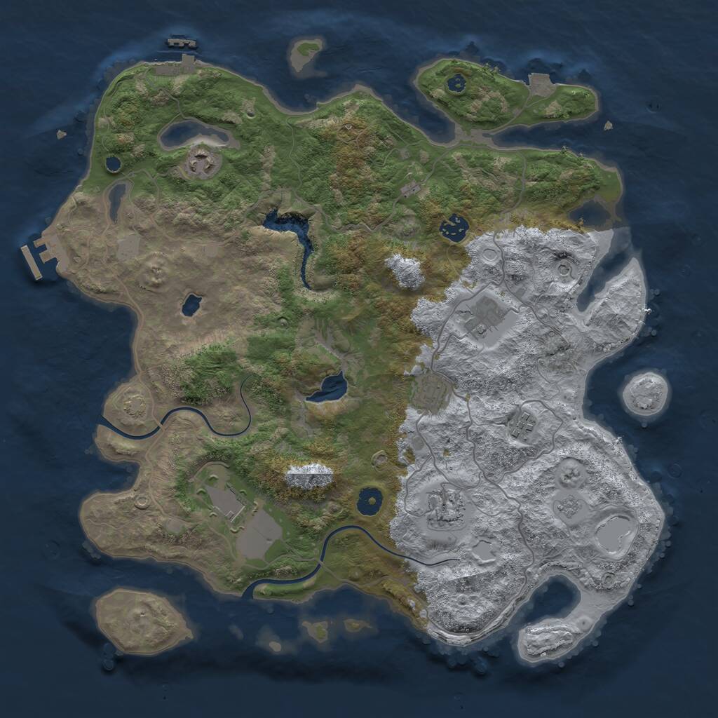Rust Map: Procedural Map, Size: 4000, Seed: 1346053402, 13 Monuments