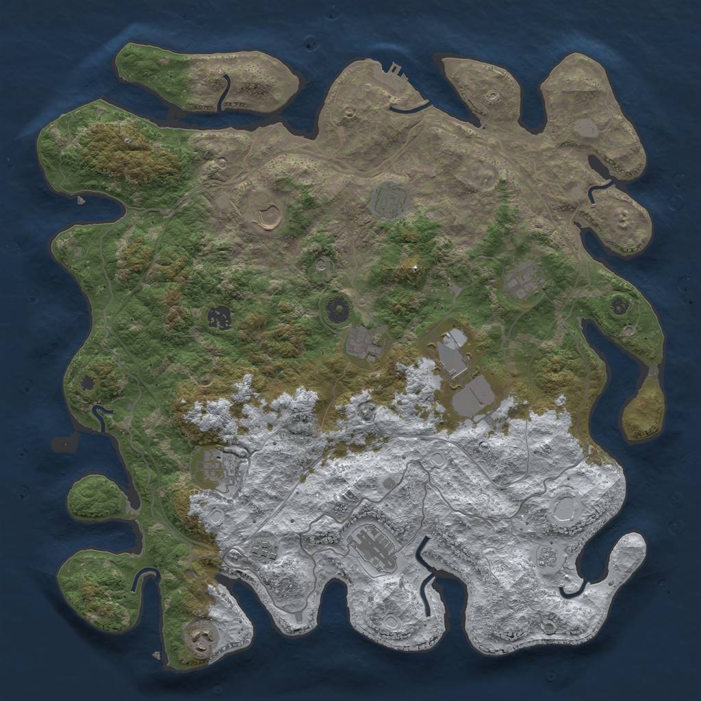 Rust Map: Procedural Map, Size: 4250, Seed: 735389, 18 Monuments
