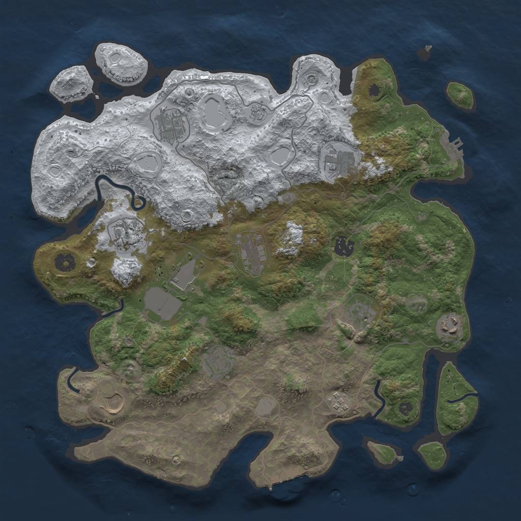 Rust Map: Procedural Map, Size: 3850, Seed: 209366722, 20 Monuments