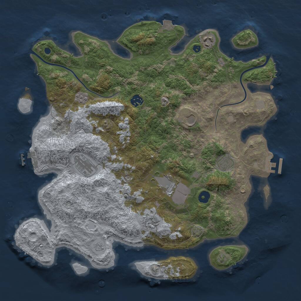 Rust Map: Procedural Map, Size: 3850, Seed: 233100676, 14 Monuments
