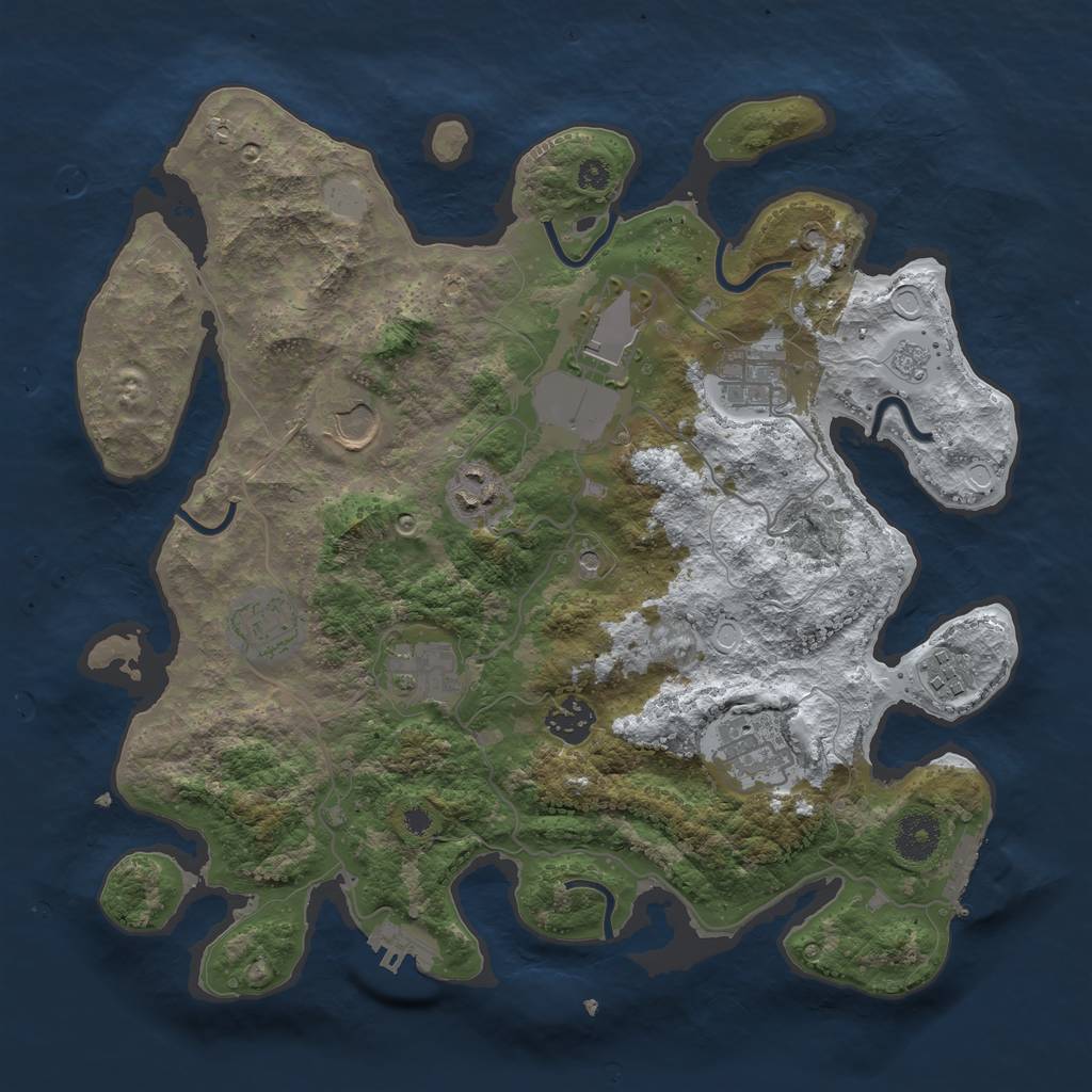 Rust Map: Procedural Map, Size: 3500, Seed: 175579986, 18 Monuments