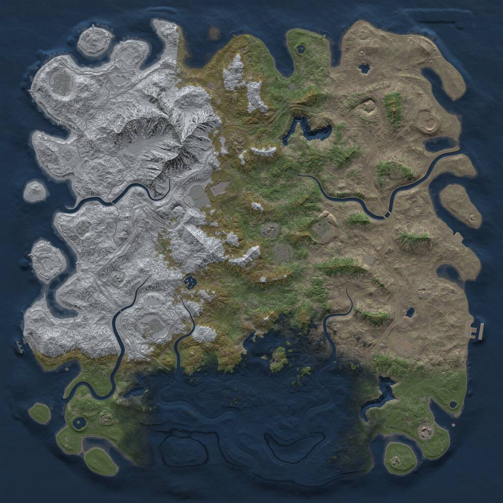 Rust Map: Procedural Map, Size: 6000, Seed: 187659941, 17 Monuments
