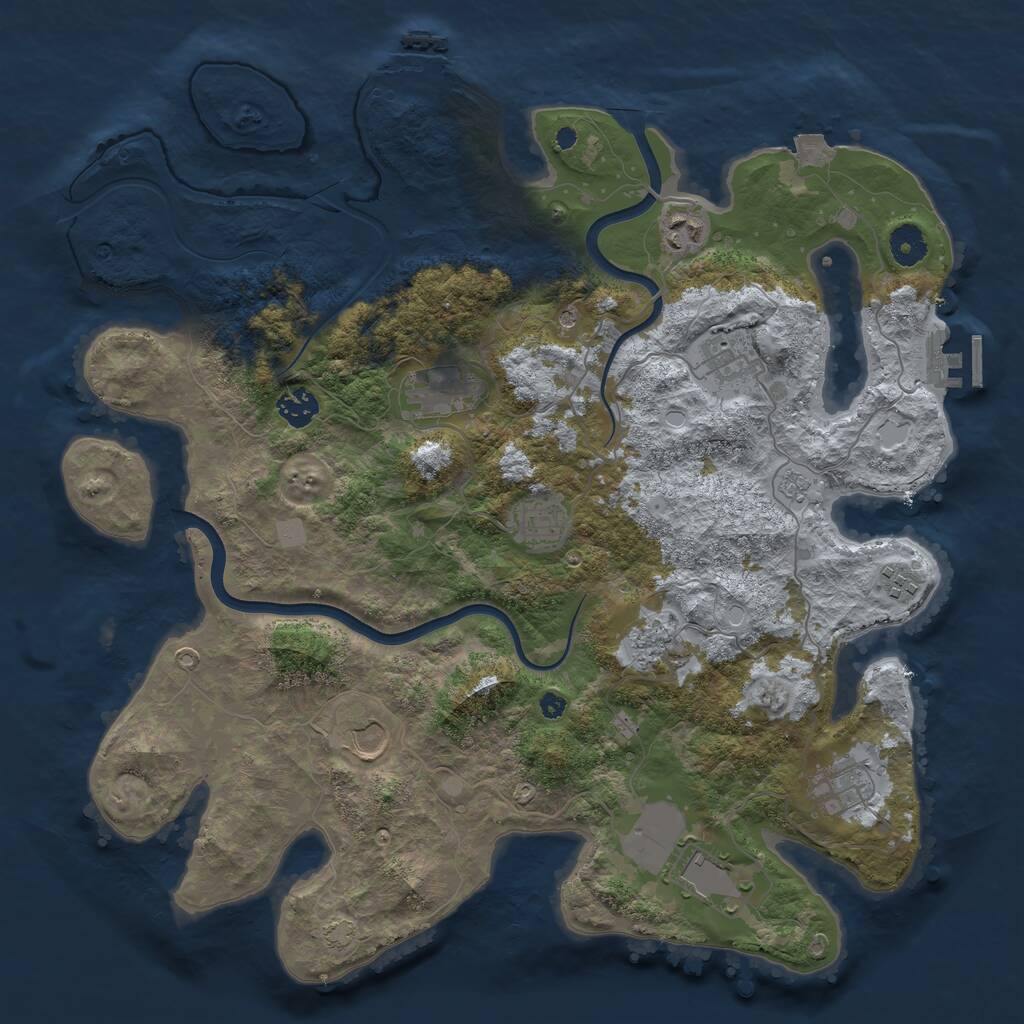 Rust Map: Procedural Map, Size: 3950, Seed: 1241790387, 16 Monuments