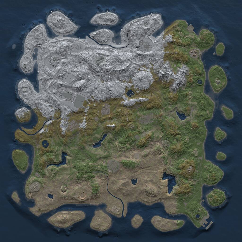 Rust Map: Procedural Map, Size: 5000, Seed: 704234006, 16 Monuments