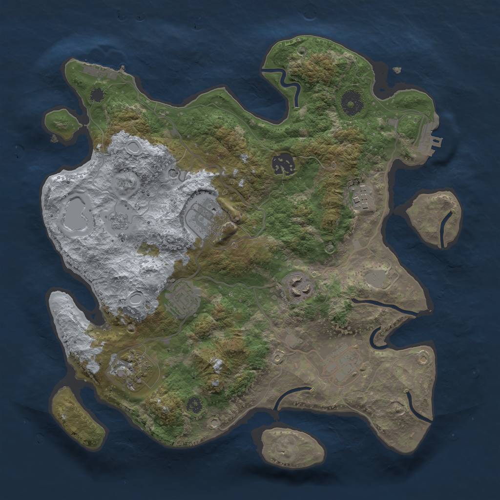 Rust Map: Procedural Map, Size: 3200, Seed: 100816564, 14 Monuments