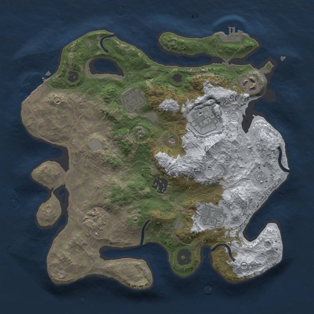 Rust Map: Procedural Map, Size: 3000, Seed: 32783227, 15 Monuments
