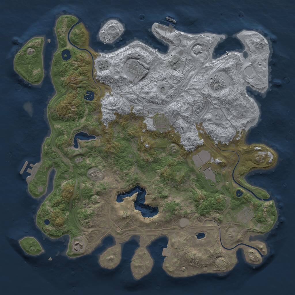 Rust Map: Procedural Map, Size: 4250, Seed: 1069553876, 14 Monuments