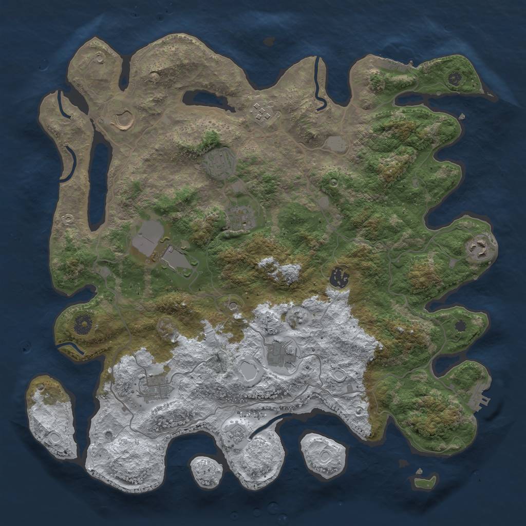 Rust Map: Procedural Map, Size: 4000, Seed: 1070704229, 18 Monuments