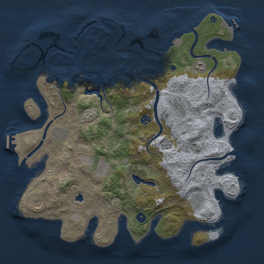 Rust Map: Procedural Map, Size: 4050, Seed: 957287836, 14 Monuments