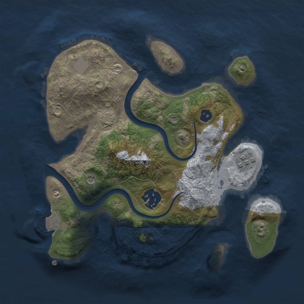 Rust Map: Procedural Map, Size: 2500, Seed: 834237, 5 Monuments
