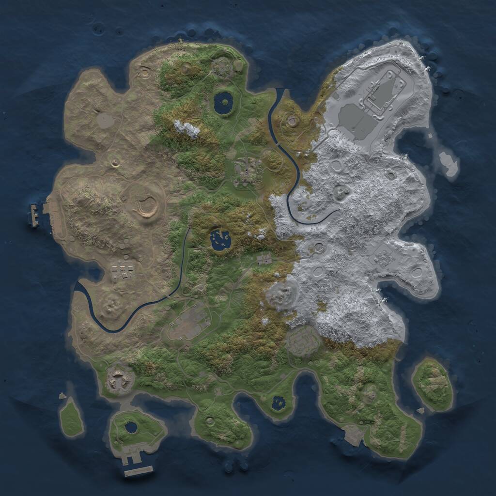 Rust Map: Procedural Map, Size: 3500, Seed: 95034305, 14 Monuments
