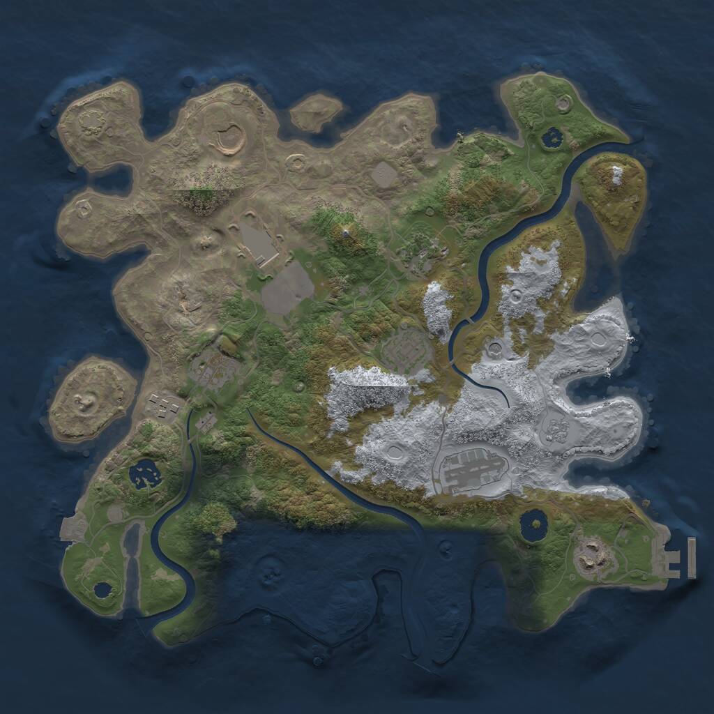 Rust Map: Procedural Map, Size: 3500, Seed: 7851124, 14 Monuments