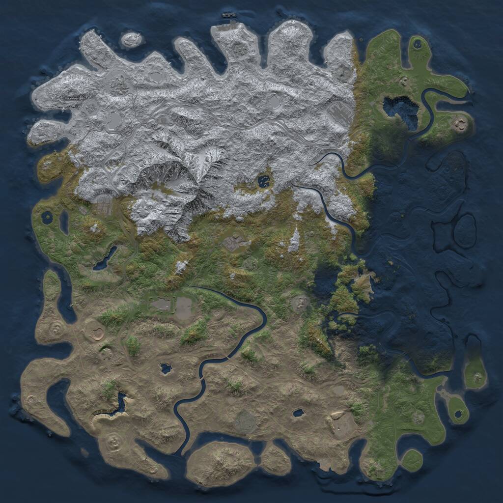 Rust Map: Procedural Map, Size: 6000, Seed: 646375735, 17 Monuments