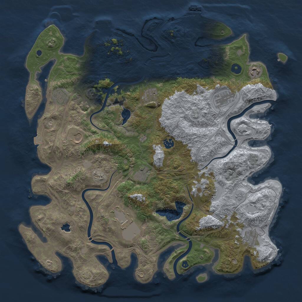 Rust Map: Procedural Map, Size: 4400, Seed: 551076, 17 Monuments