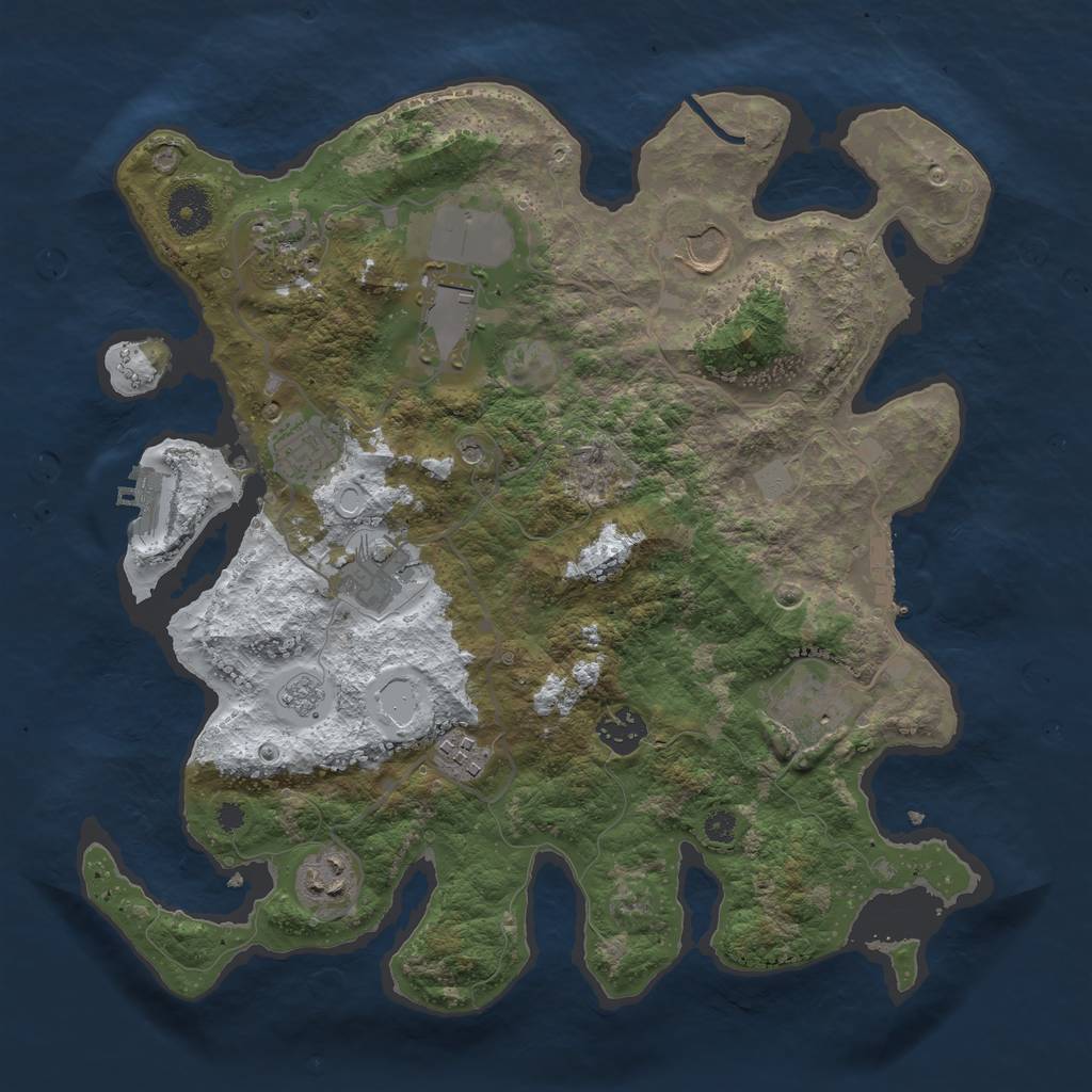 Rust Map: Procedural Map, Size: 3500, Seed: 548651356, 18 Monuments