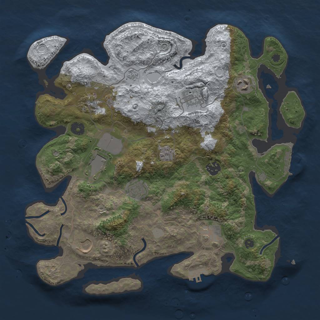 Rust Map: Procedural Map, Size: 3500, Seed: 109225, 18 Monuments