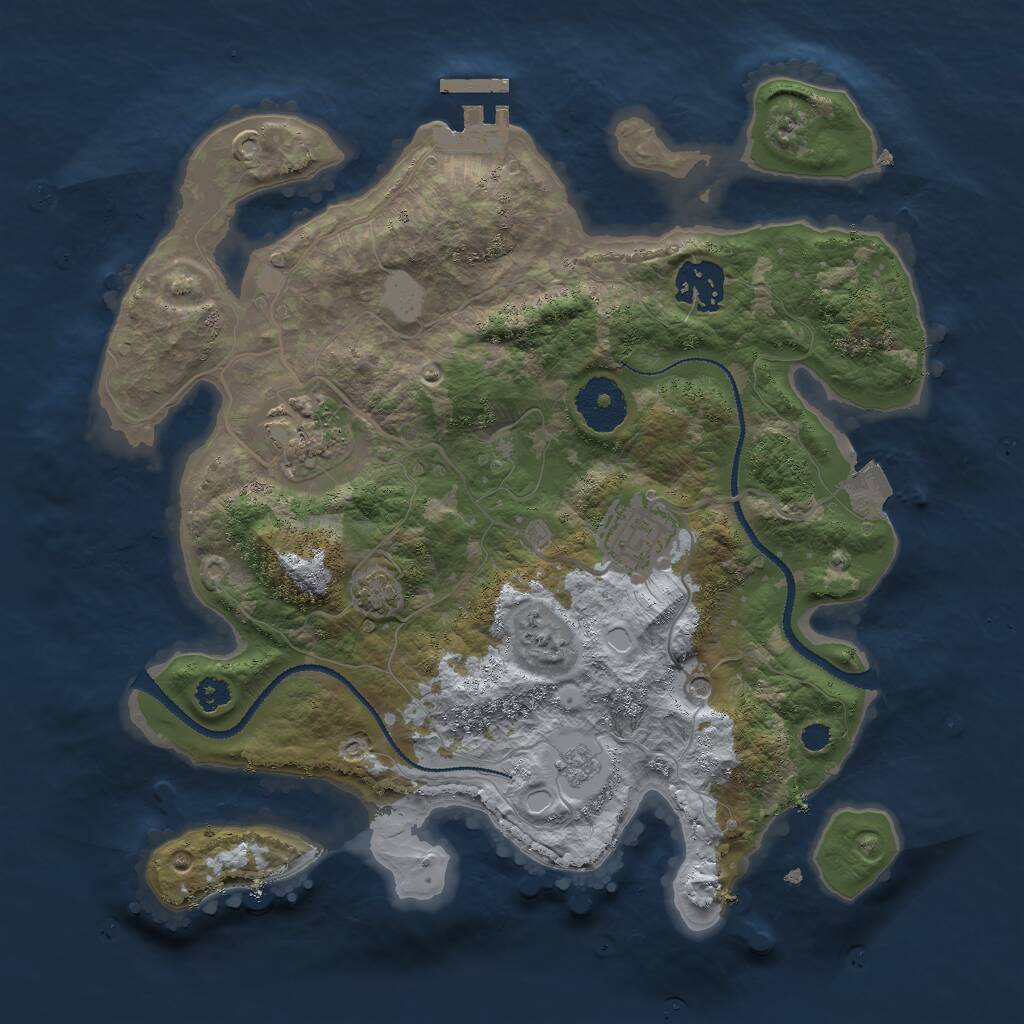Rust Map: Procedural Map, Size: 3000, Seed: 1908401126, 8 Monuments