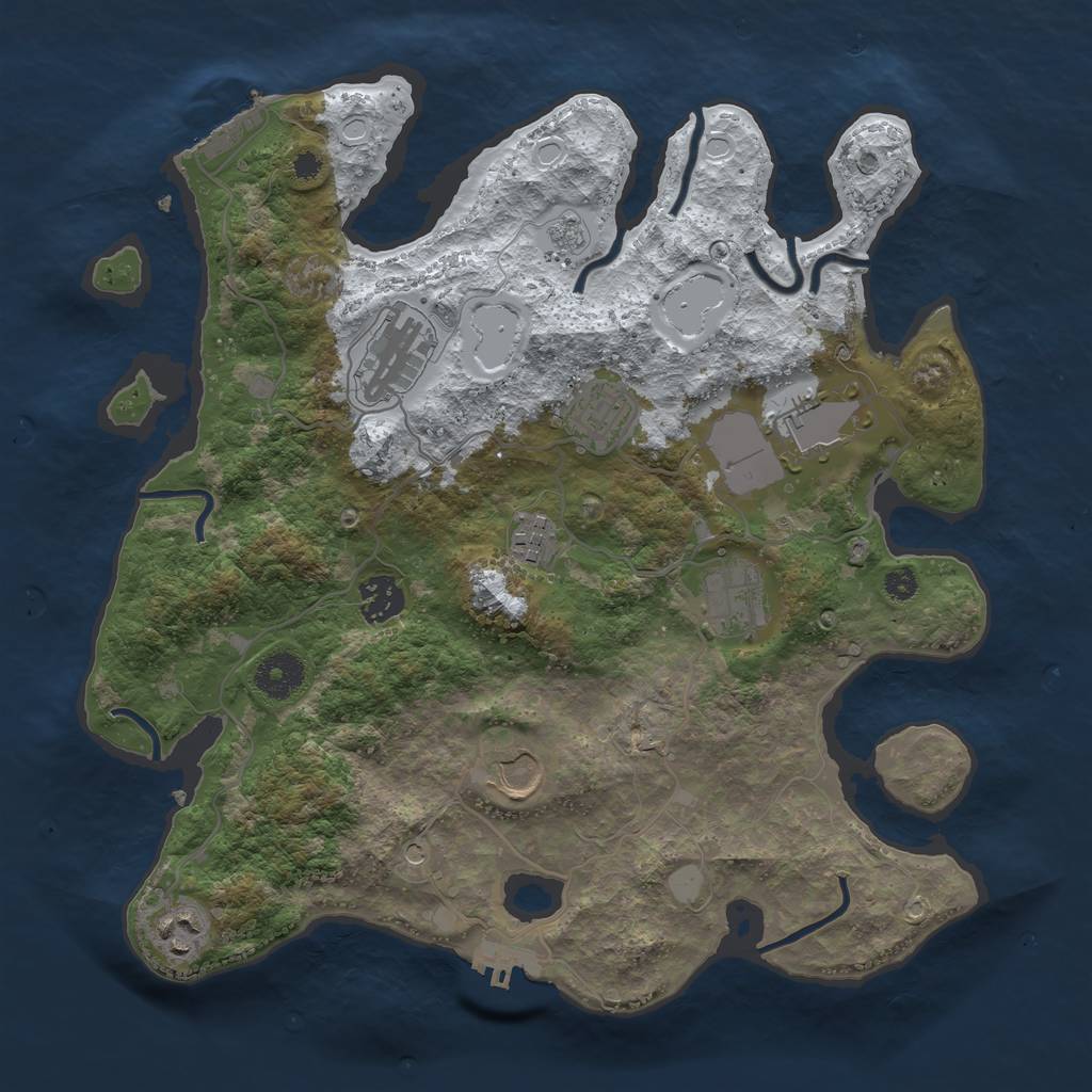 Rust Map: Procedural Map, Size: 3500, Seed: 479912554, 17 Monuments
