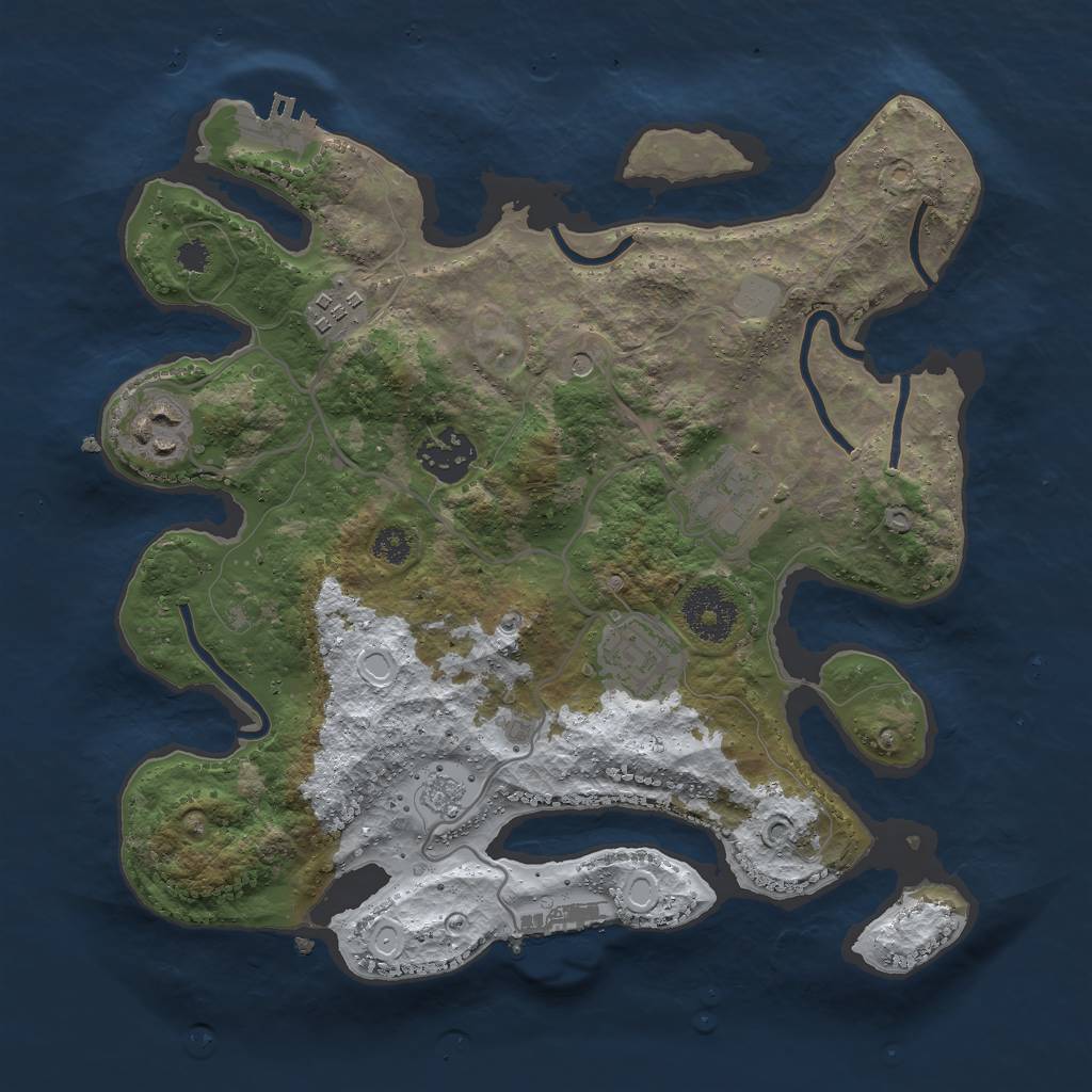 Rust Map: Procedural Map, Size: 3000, Seed: 1072307089, 14 Monuments