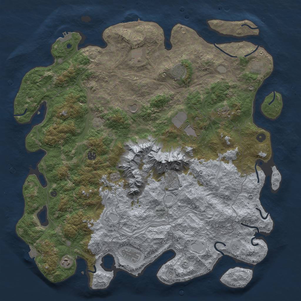 Rust Map: Procedural Map, Size: 5000, Seed: 130708, 19 Monuments