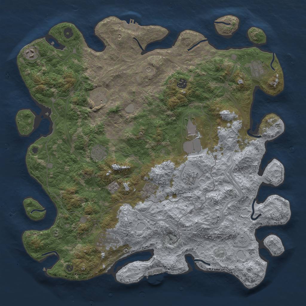Rust Map: Procedural Map, Size: 4500, Seed: 4898551, 17 Monuments