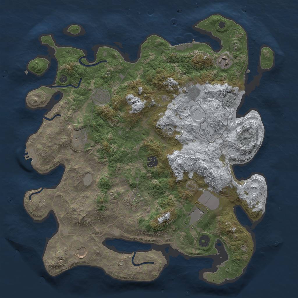 Rust Map: Procedural Map, Size: 3850, Seed: 199393690, 18 Monuments