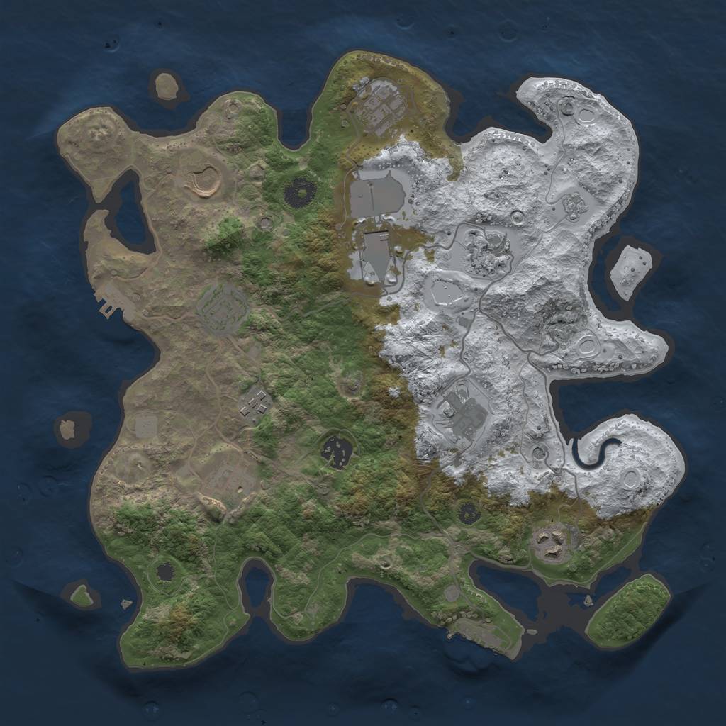 Rust Map: Procedural Map, Size: 3500, Seed: 723247753, 19 Monuments