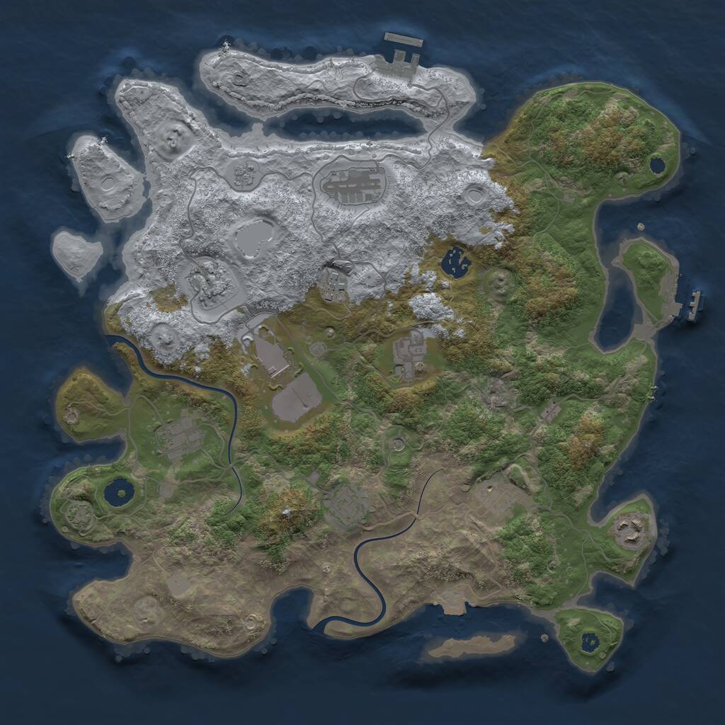 Rust Map: Procedural Map, Size: 3800, Seed: 648252, 16 Monuments