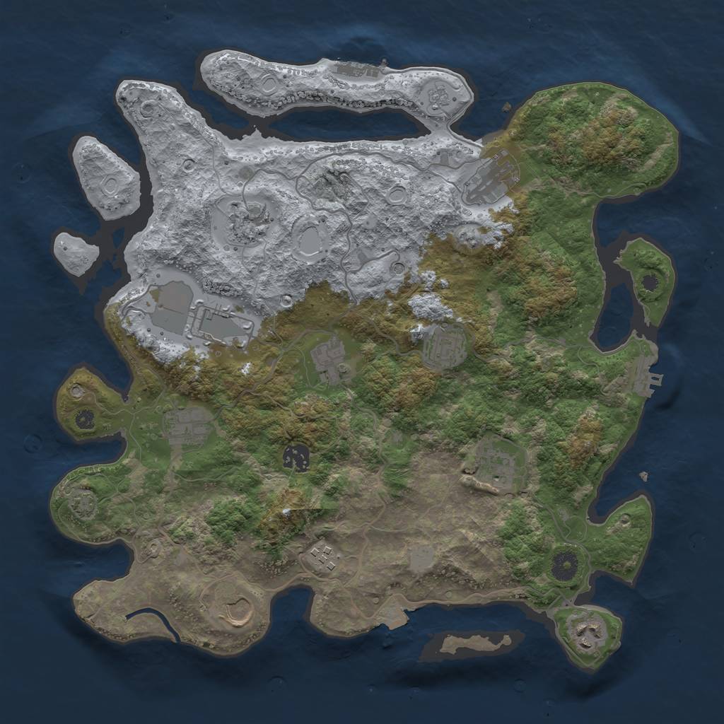 Rust Map: Procedural Map, Size: 3800, Seed: 648252, 19 Monuments