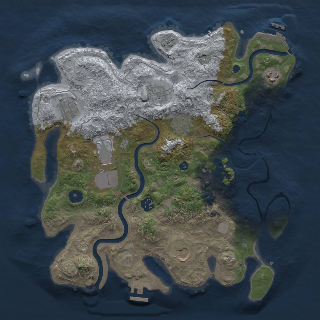 Rust Map: Procedural Map, Size: 3500, Seed: 8877, 15 Monuments