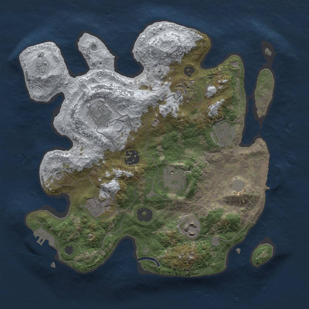 Rust Map: Procedural Map, Size: 3000, Seed: 702282671, 16 Monuments