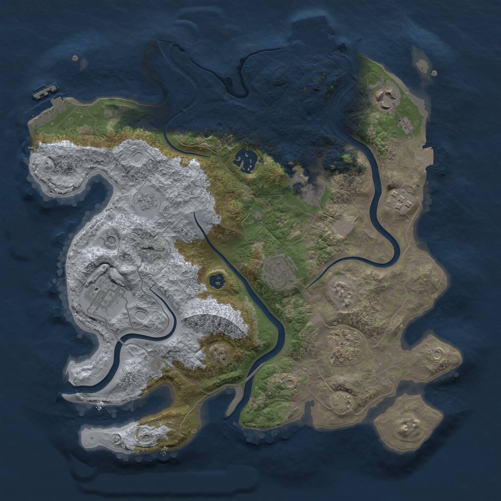 Rust Map: Procedural Map, Size: 3250, Seed: 1540075, 13 Monuments