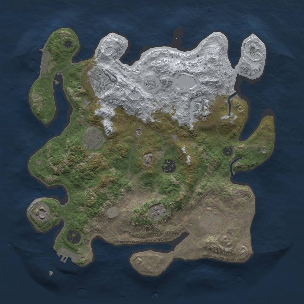 Rust Map: Procedural Map, Size: 3250, Seed: 5390011, 16 Monuments