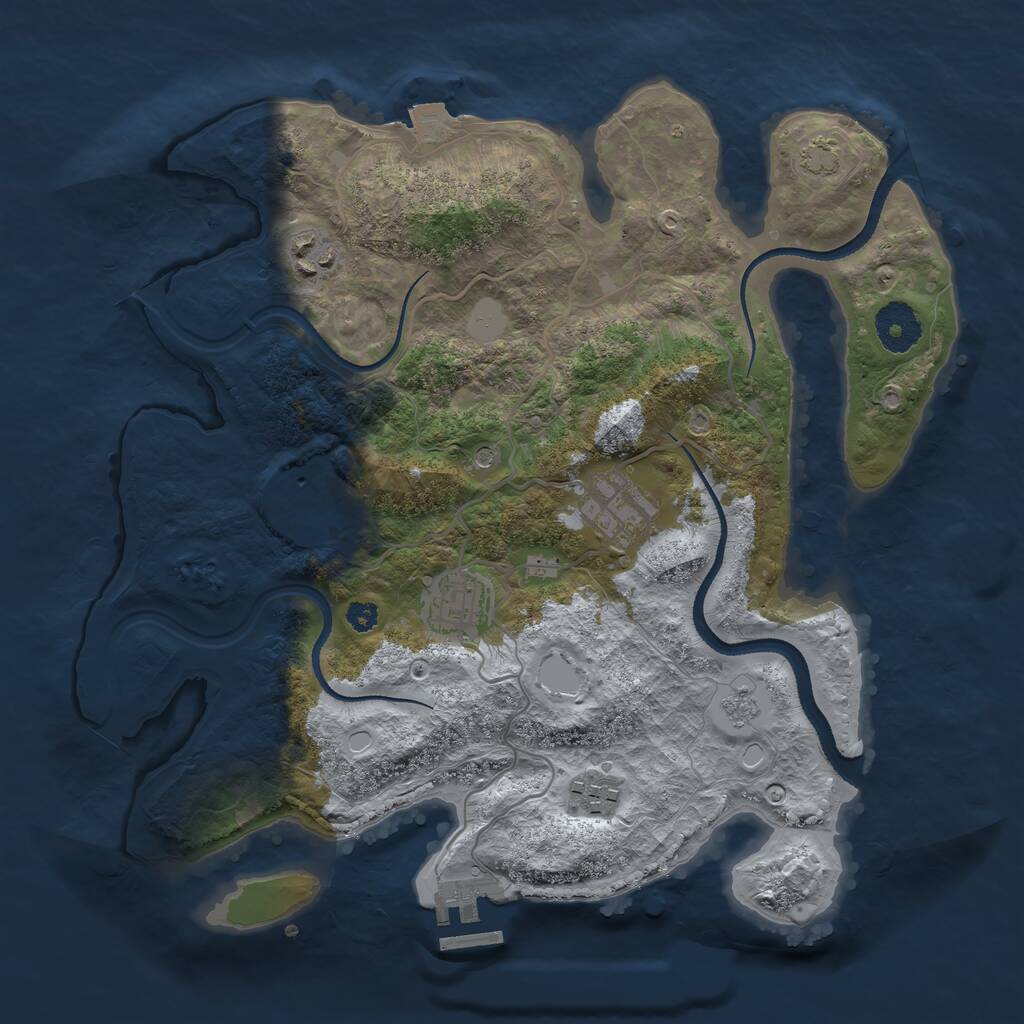Rust Map: Procedural Map, Size: 3250, Seed: 390268, 10 Monuments
