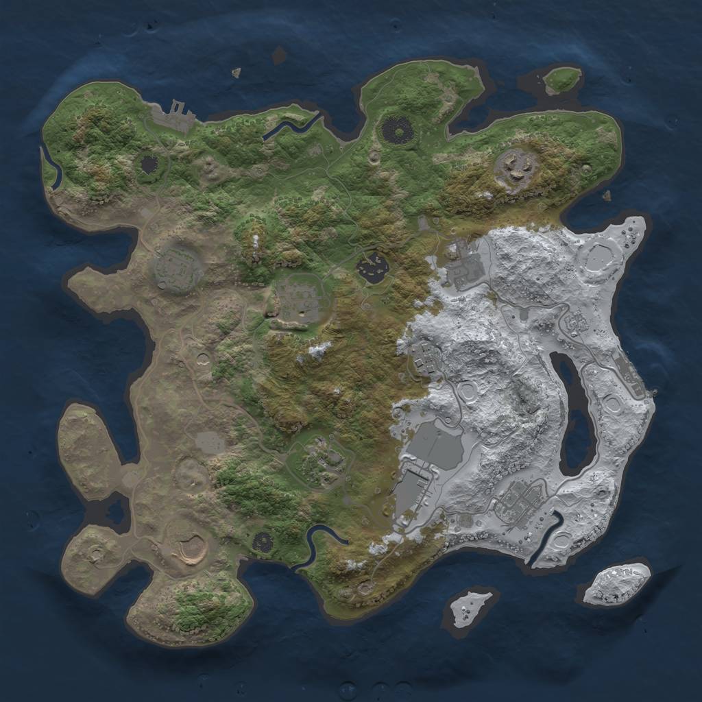 Rust Map: Procedural Map, Size: 3500, Seed: 987, 19 Monuments