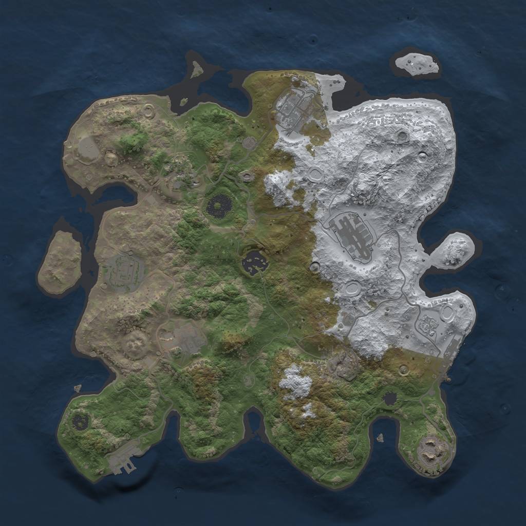 Rust Map: Procedural Map, Size: 3250, Seed: 3383975, 15 Monuments