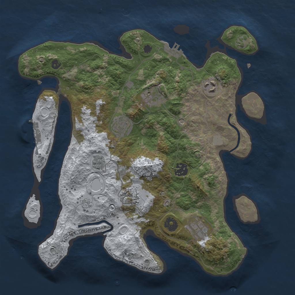Rust Map: Procedural Map, Size: 3250, Seed: 73184, 16 Monuments